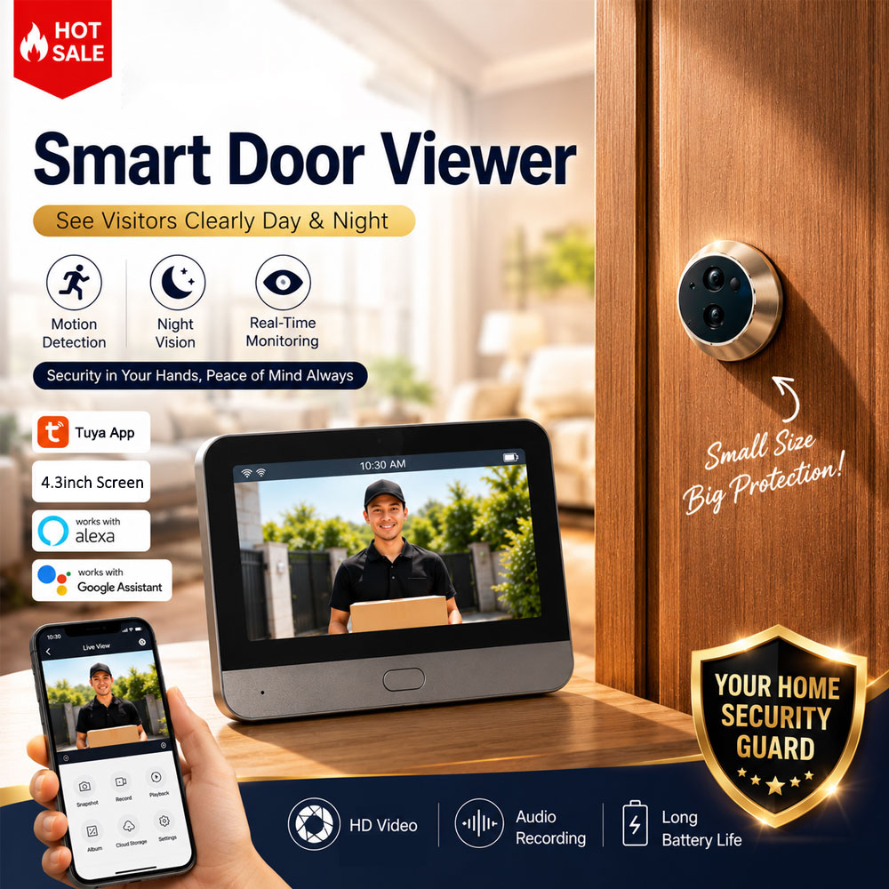 Home Security Google Camera - Câmera de Porta Inteligente Tuya 5MP,
