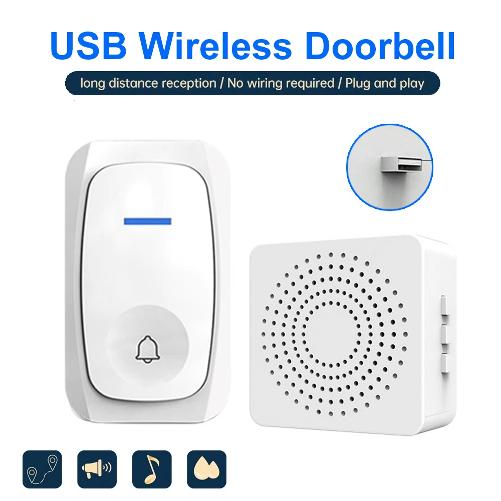 Home Security Bell - Campainha sem fio usb inteligente, campainha