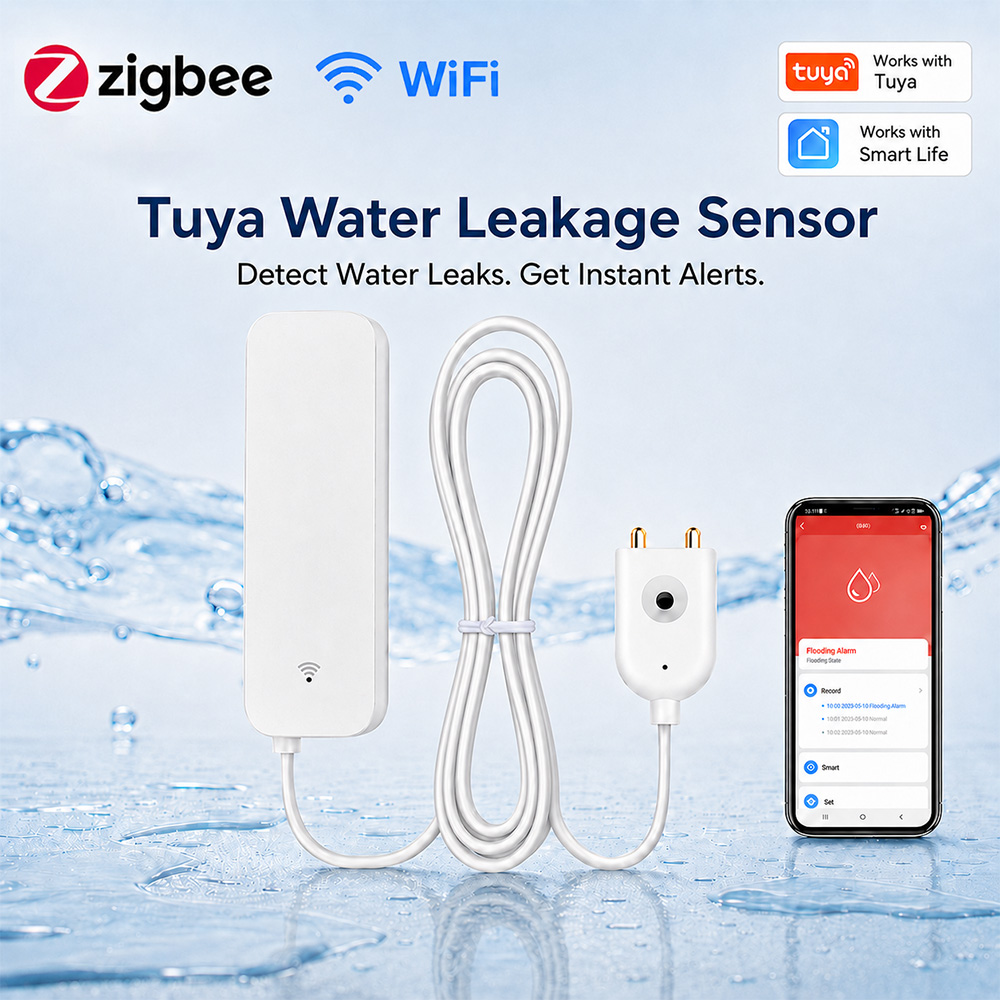Home Security Devices - Sensor de Vazamento de Água ZigBee