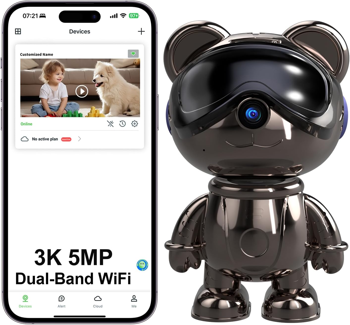 Home Security Google Camera - Câmera de Segurança WiFi Interna, Monitor