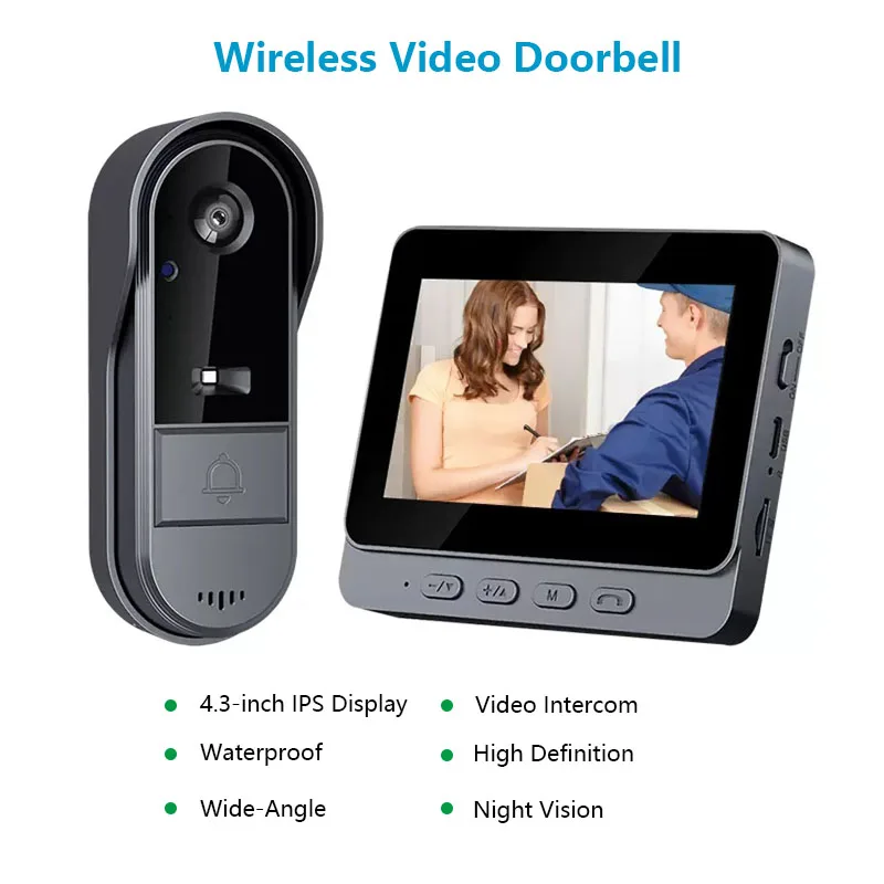 Home Security Doorbell Camera - Intercomunicador Sem Fio para Exterior com