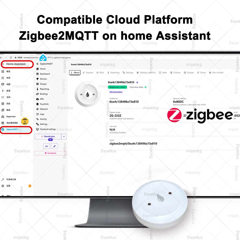 Zigbee detector de água sensor - Home Security Home Assistant avaliação e preço