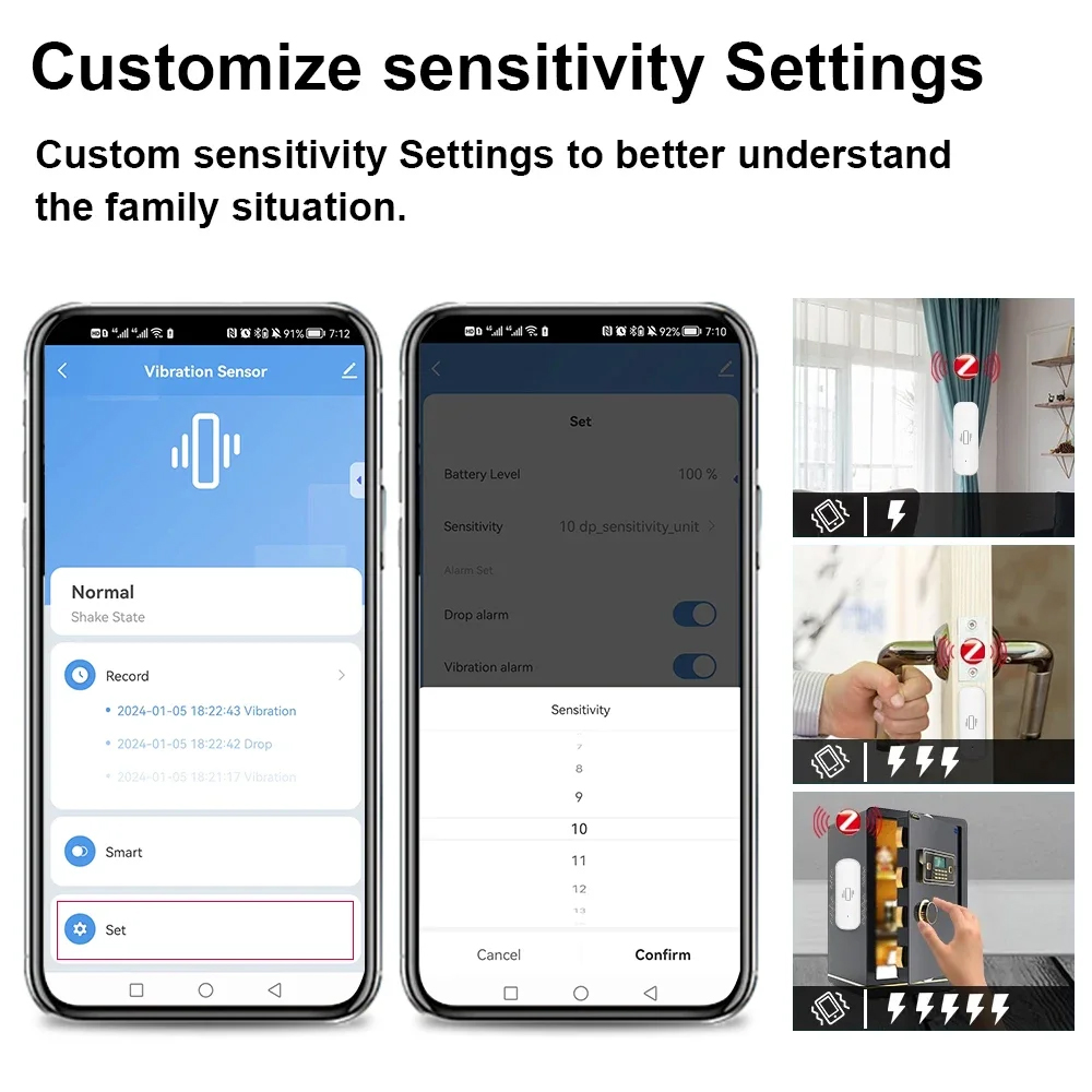 Inteligente zigbee sensor de v - Home Security Devices avaliação e preço