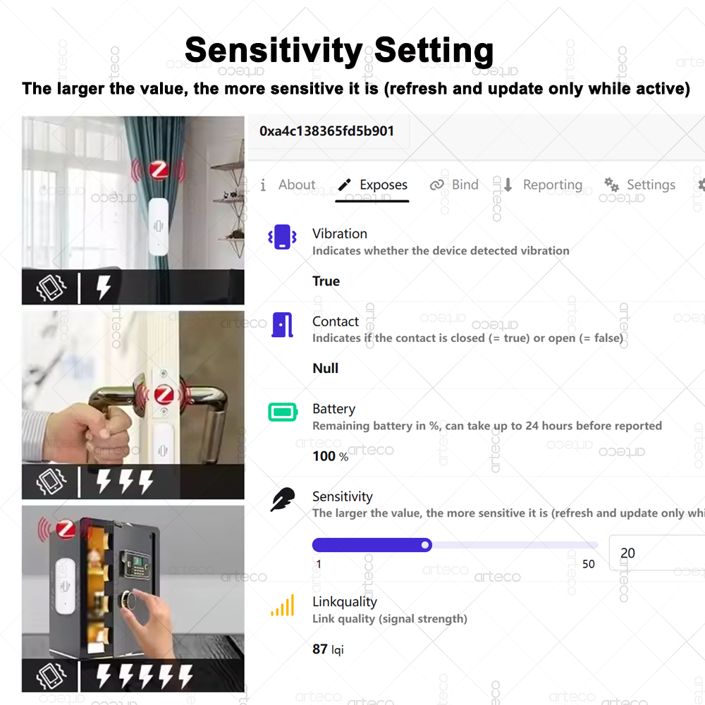 Sensor de vibração inteligente - Home Security Home Assistant avaliação e preço