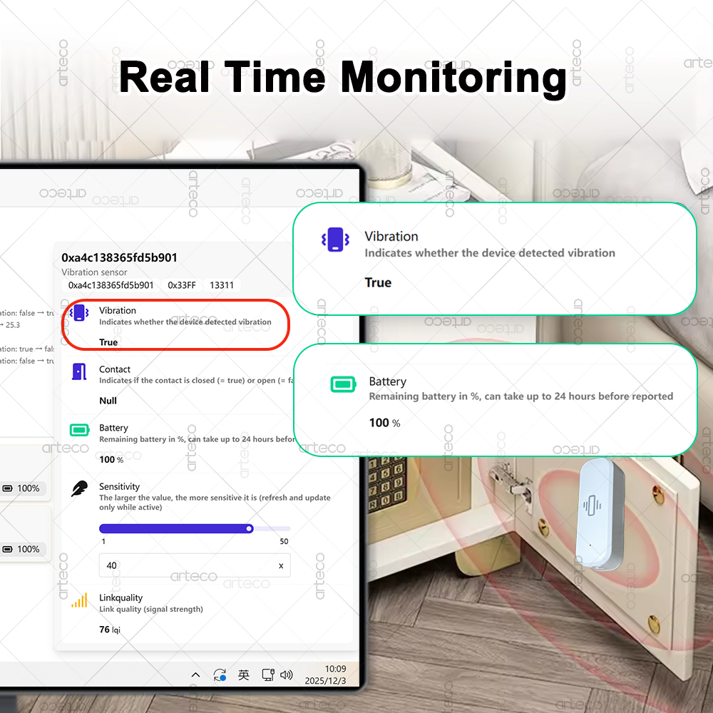 Sensor de vibração inteligente - Home Security Home Assistant avaliação e preço