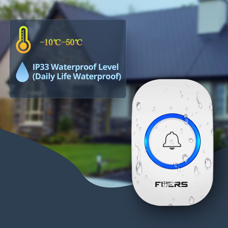 Fuers-sem fio impermeável camp - Home Security Bell avaliação e preço