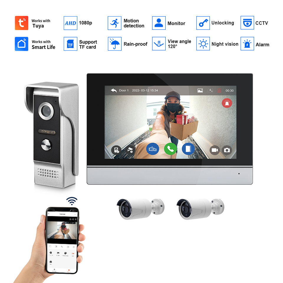 7 Polegada tela ips 2mp tuya c - Home Security Doorbell Camera avaliação e preço